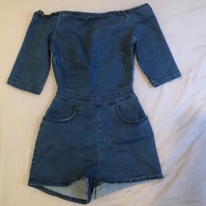 Off shoulder Denim jumpsuit